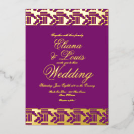 Con Relieve Metalizado Boda de Marcadores Africanos Presionó Invitación a