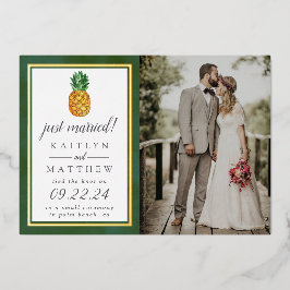Con Relieve Metalizado Boda de piña tropical Invitación fotográfica real