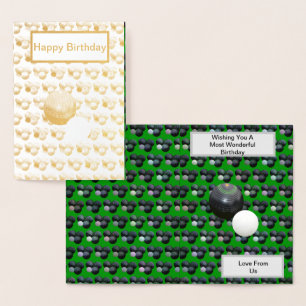 Con Relieve Metalizado Bolas De Césped Verde Y Jack, Tarjeta De Cumpleaño