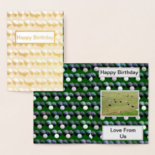 Con Relieve Metalizado Bolas de hierba verde, tarjeta de cumpleaños de Re