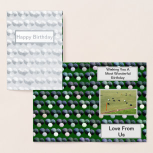 Con Relieve Metalizado Bolas de hierba verde, tarjeta de cumpleaños de Re