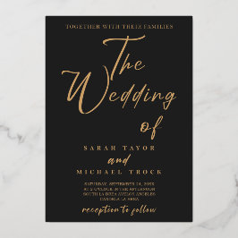 Con Relieve Metalizado Caligrafía Gold Elegant | Invitación a Black Matte
