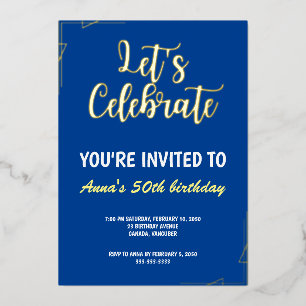 Con Relieve Metalizado Celebremos Invitación de Papel de Estaño