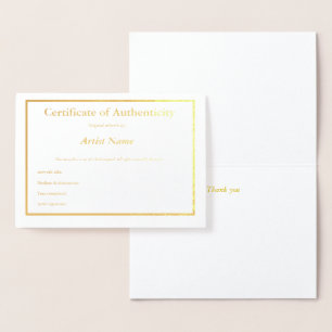 Con Relieve Metalizado Certificado de autenticidad de la tarjeta de Relie