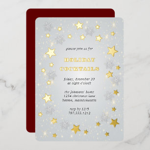 Con Relieve Metalizado Cielo de Navidad Estrellado Invitación de Foil