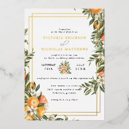 Con Relieve Metalizado Citrus Orchard | Invitación a la boda botánica Boh