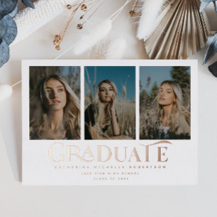 Con Relieve Metalizado Clase de 2025   3 Invitación de Graduación de Foto