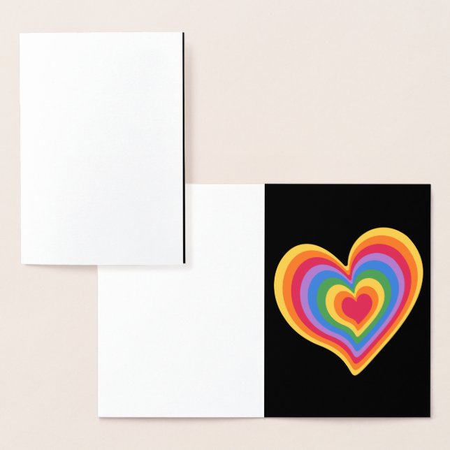 Con Relieve Metalizado Corazón arcoiris. Tarjeta de amor gay de orgullo (Demostración)