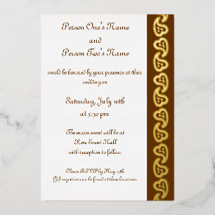 Con Relieve Metalizado Corazones de paisley dulce en invitación al Reliev
