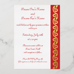 Con Relieve Metalizado Corazones dulces de paisley en la invitación al Re