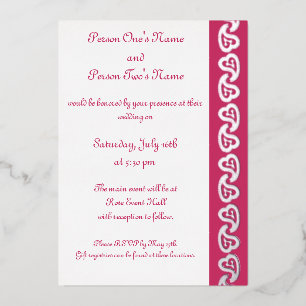 Con Relieve Metalizado Corazones dulces paisley en la invitación al Relie