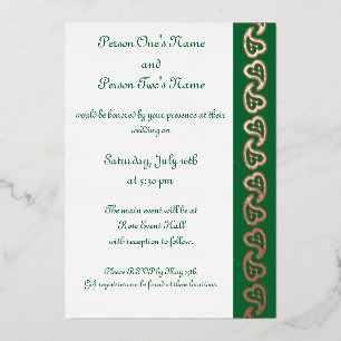 Con Relieve Metalizado Corazones Paisley Dulces en Invitación de Hoja de 