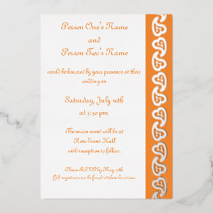Con Relieve Metalizado Corazones Paisley Dulces en Invitación de Hoja de 