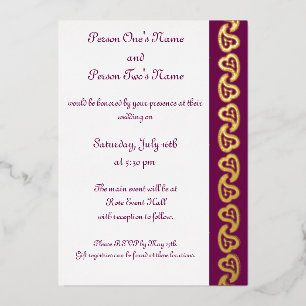 Con Relieve Metalizado Corazones Paisley Dulces en Invitación de Hojas de