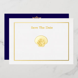 Con Relieve Metalizado Corona de Concha de Hoja de Invitación de Estilo M