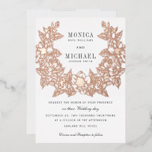 Corona de magnolia elegante Invitación de boda ROS