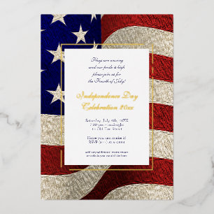 Con Relieve Metalizado Cuarto Día de la Independencia de la Invitación al