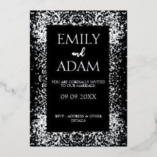 Con Relieve Metalizado Diseño de invitación de papel de plata y negro