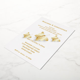 Con Relieve Metalizado Diseño de mariposas de invitación a bodas de Relie