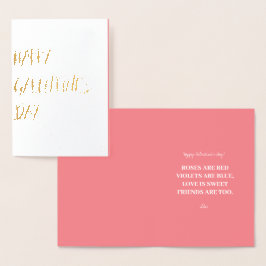Con Relieve Metalizado Diseño de tarjeta rosa Galentine's Gold
