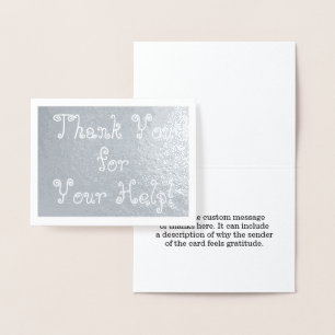 Con Relieve Metalizado Divertido, Silly "¡Gracias por tu ayuda!" Tarjeta