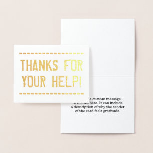 Con Relieve Metalizado Doloroso, "GRACIAS POR TU AYUDA!" Tarjeta