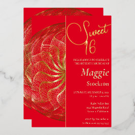 Con Relieve Metalizado Dulce dorado 16 Invitación