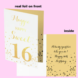 Con Relieve Metalizado Dulce tarjeta de cumpleaños de 16 Relieves metaliz