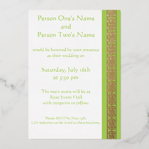 Con Relieve Metalizado Elegancia china en invitación de lámina de peridot