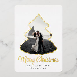 Con Relieve Metalizado elegancia de árbol de Navidad Invitación de papel