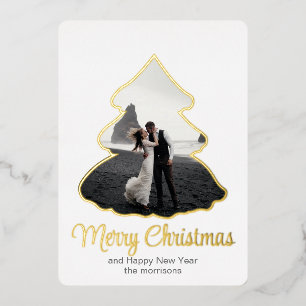 Con Relieve Metalizado elegancia de árbol de Navidad Invitación de papel