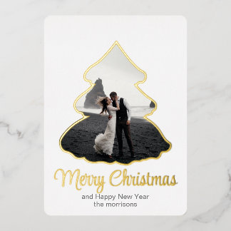 Con Relieve Metalizado elegancia de árbol de Navidad  Invitación de papel