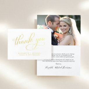 Con Relieve Metalizado Elegante Boda fotográfico gracias tarjeta de Relie