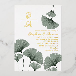 Con Relieve Metalizado Elegante Guión Dorado Invitación a la boda de la h