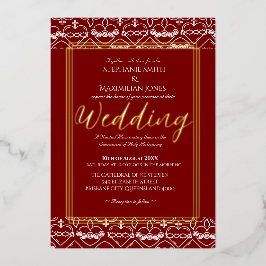 Con Relieve Metalizado Elegante invitación a la boda católica