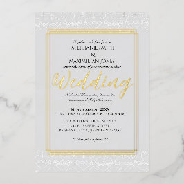 Con Relieve Metalizado Elegante invitación a la boda católica