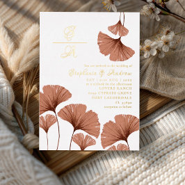 Con Relieve Metalizado Elegante Invitación a la Boda de Foliage de Terrac