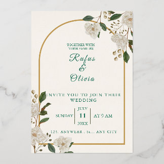 Con Relieve Metalizado Elegante invitación a la boda floral arca | rústic