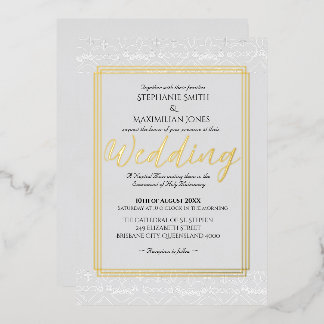 Con Relieve Metalizado Elegante Invitación de Boda Católica