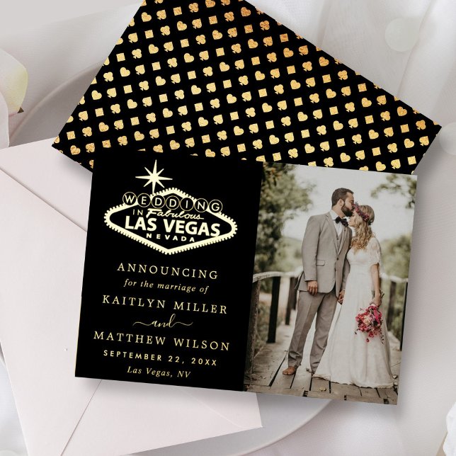 Con Relieve Metalizado Elegante Invitación de Boda de Destino de Las Vega (Subido por el creador)