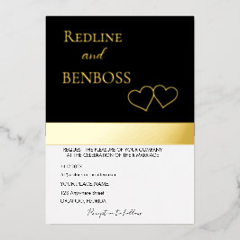 Con Relieve Metalizado Elegante Invitación de Boda en Blanco y Negro Dora
