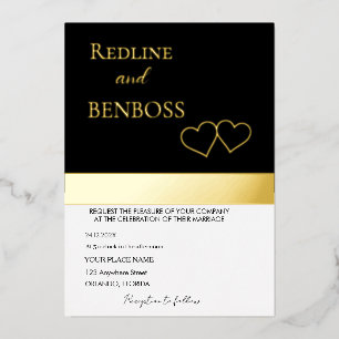 Con Relieve Metalizado Elegante Invitación de Boda en Blanco y Negro Dora