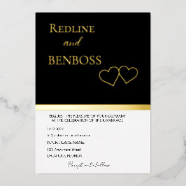 Con Relieve Metalizado Elegante Invitación de Boda en Blanco y Negro Dora