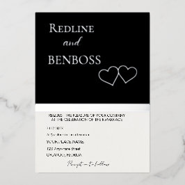 Con Relieve Metalizado Elegante Invitación de Boda en Blanco y Negro Plat