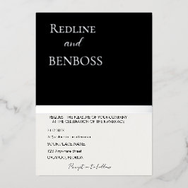 Con Relieve Metalizado Elegante Invitación de Boda en Blanco y Negro Plat