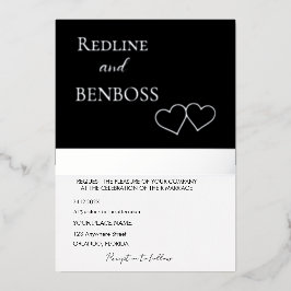 Con Relieve Metalizado Elegante Invitación de Boda en Blanco y Negro Plat