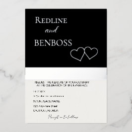 Con Relieve Metalizado Elegante Invitación de Boda en Blanco y Negro Plat