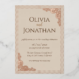 Con Relieve Metalizado Elegante Invitación de Boda en Hojalata de Color B