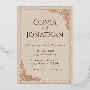 Con Relieve Metalizado Elegante Invitación de Boda en Hojalata de Color B