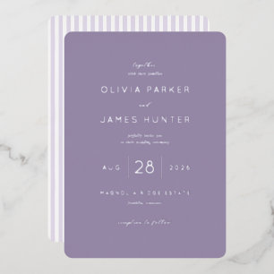 Con Relieve Metalizado Elegante Invitación de Boda Lavanda